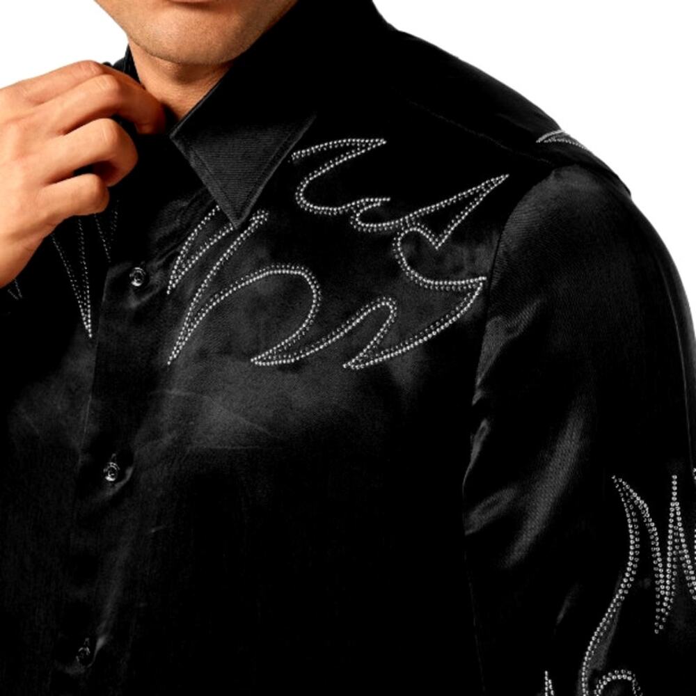 Philipp Plein Men's Black Embellished Texas Shirt Size 3XL